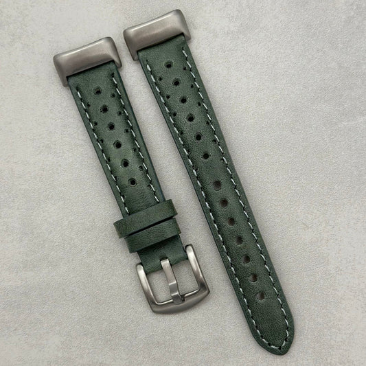The Monte Carlo: Graphite Grey Perforated Leather Fitbit Charge Watch Strap