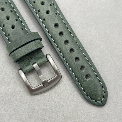 The Monte Carlo: Graphite Grey Perforated Leather Fitbit Versa/Sense Watch Strap