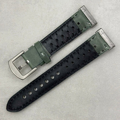 The Monte Carlo: Graphite Grey Perforated Leather Fitbit Versa/Sense Watch Strap