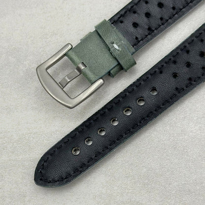 The Monte Carlo: Graphite Grey Perforated Leather Fitbit Versa/Sense Watch Strap