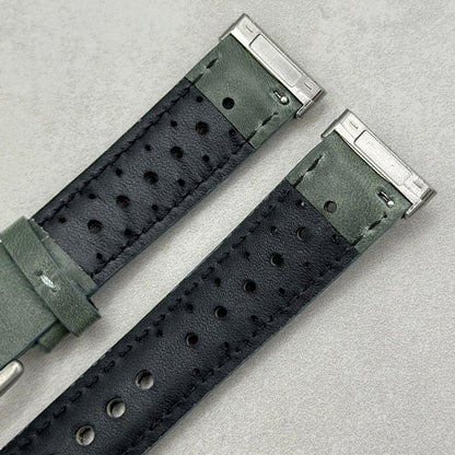 The Monte Carlo: Graphite Grey Perforated Leather Fitbit Versa/Sense Watch Strap