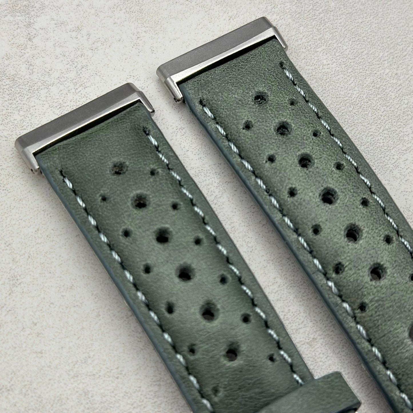 The Monte Carlo: Graphite Grey Perforated Leather Fitbit Versa/Sense Watch Strap