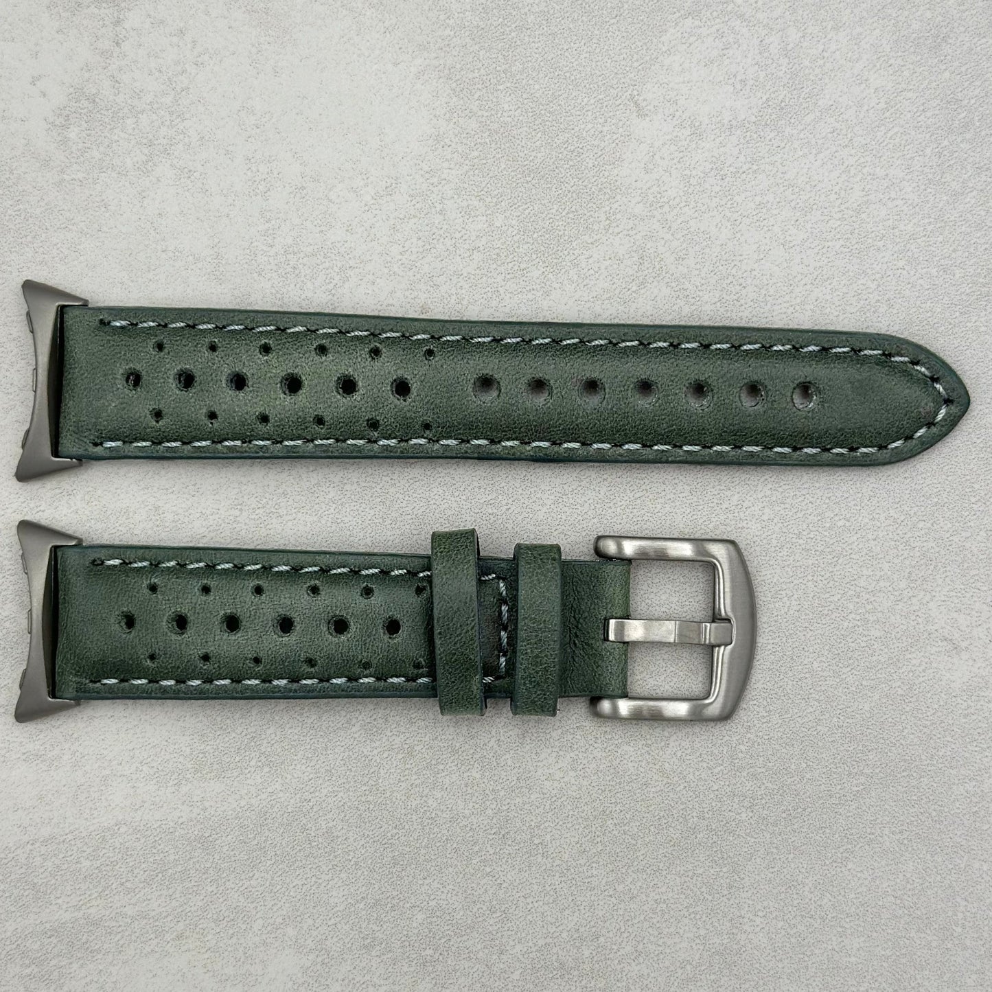The Monte Carlo: Graphite Grey Perforated Leather Google Pixel Watch Strap