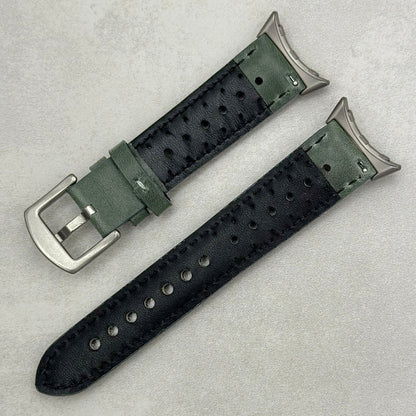 The Monte Carlo: Graphite Grey Perforated Leather Google Pixel Watch Strap