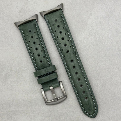 The Monte Carlo: Graphite Grey Perforated Leather Google Pixel Watch Strap