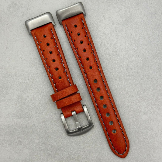 The Monte Carlo: Russet Orange Perforated Leather Fitbit Charge Watch Strap