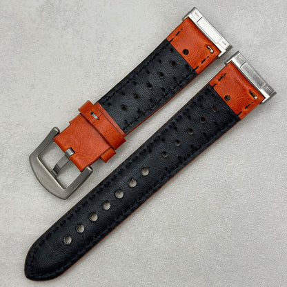 The Monte Carlo: Russet Orange Perforated Leather Fitbit Versa/Sense Watch Strap
