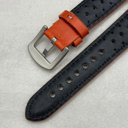 The Monte Carlo: Russet Orange Perforated Leather Fitbit Versa/Sense Watch Strap