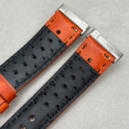 The Monte Carlo: Russet Orange Perforated Leather Fitbit Versa/Sense Watch Strap