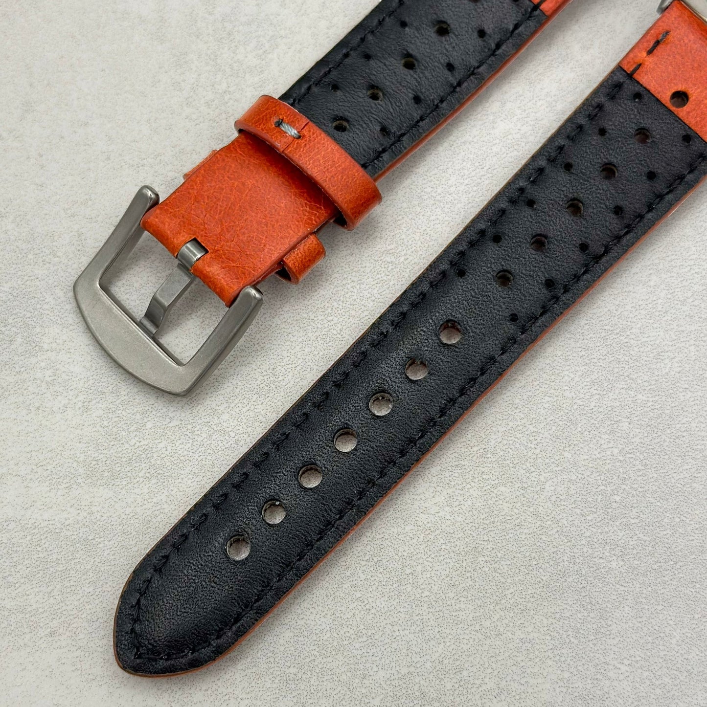 The Monte Carlo: Russet Orange Perforated Leather Google Pixel Watch Strap