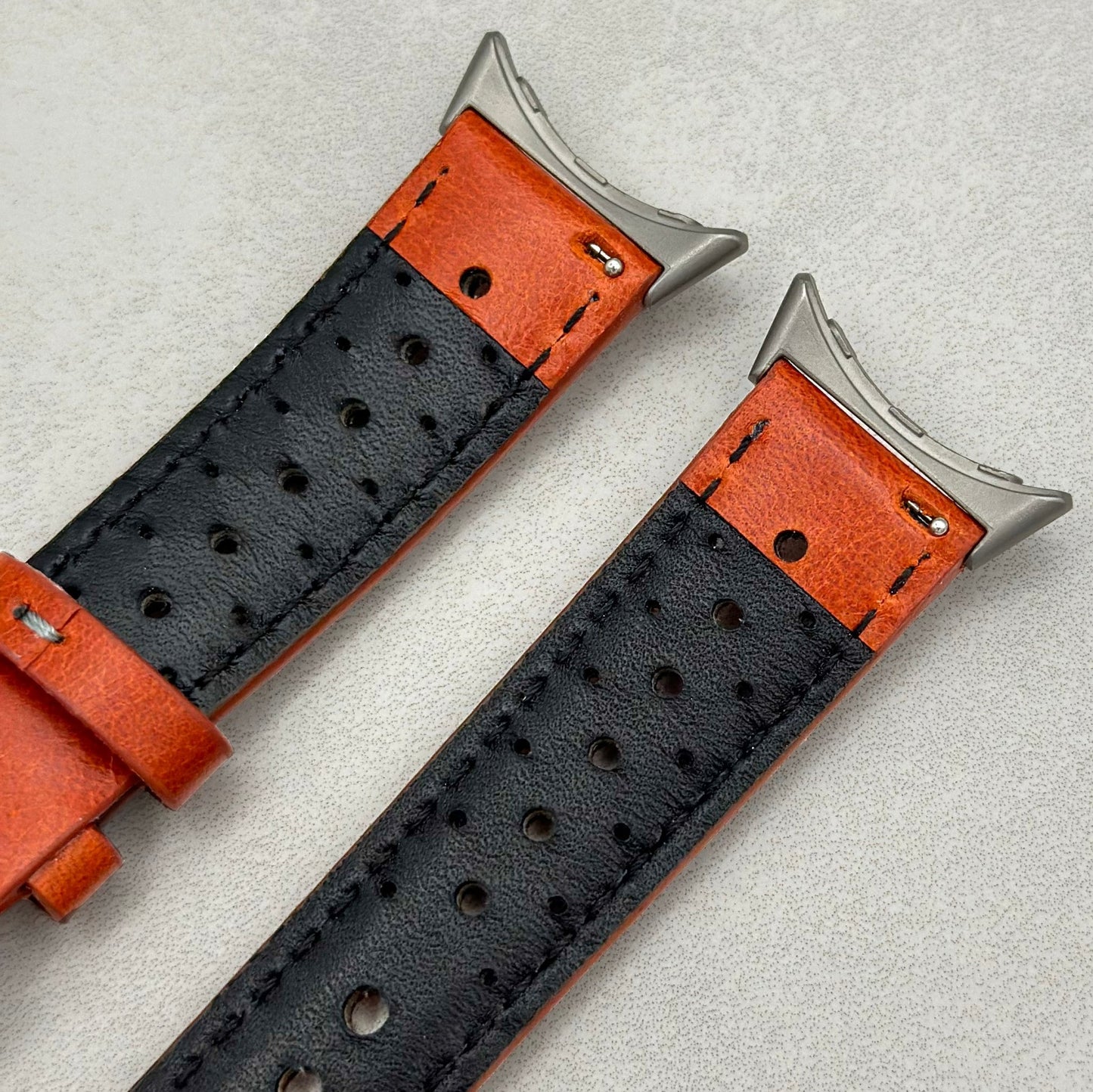 The Monte Carlo: Russet Orange Perforated Leather Google Pixel Watch Strap