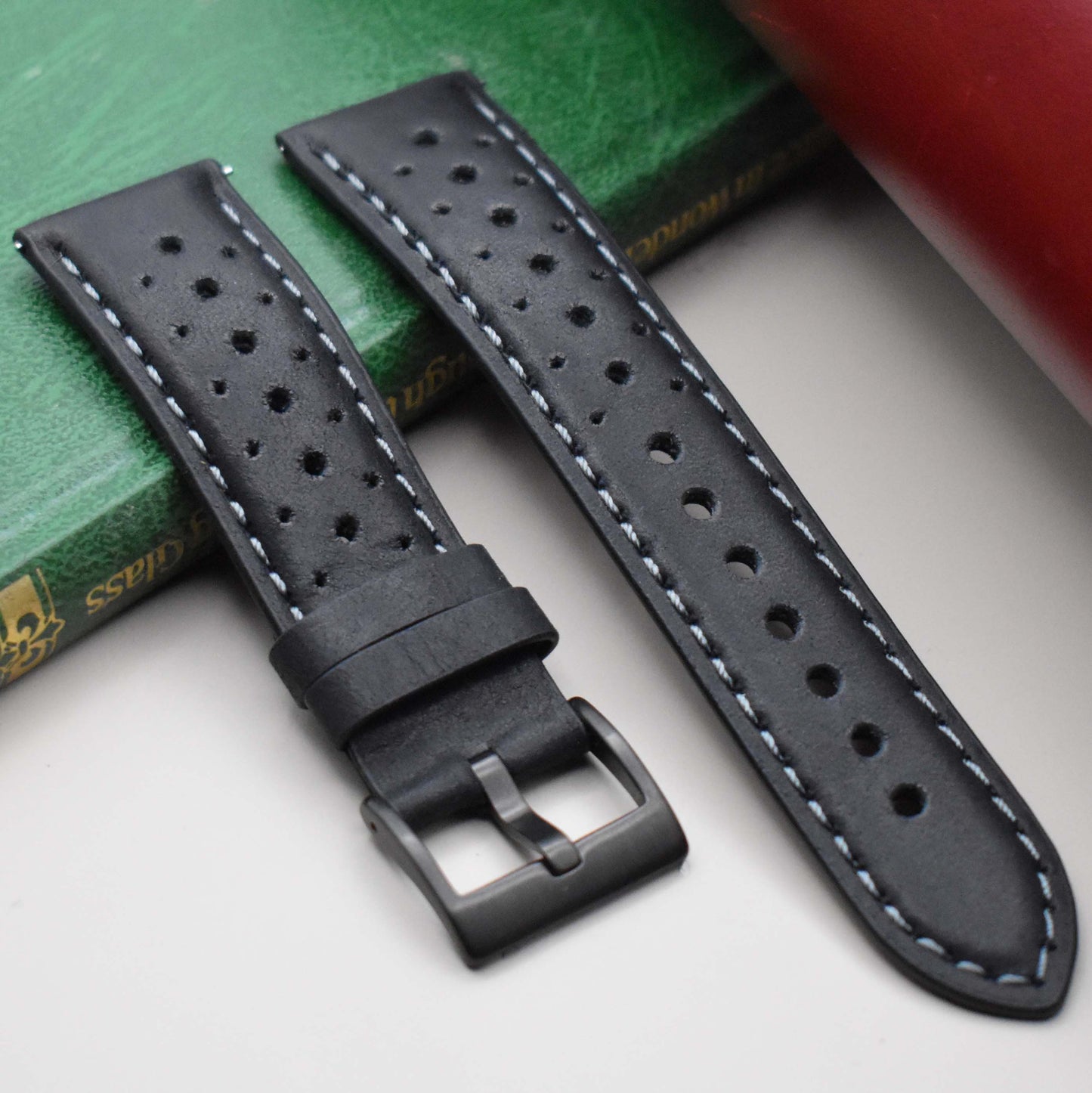 The Monte Carlo: Jet Black Perforated Leather Rally Watch Strap