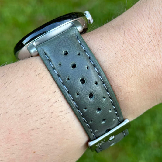 Montecarlo grey full grain leather Google Pixel Watch strap. Google Pixel Watch 2, 3, 4. Watch And Strap
