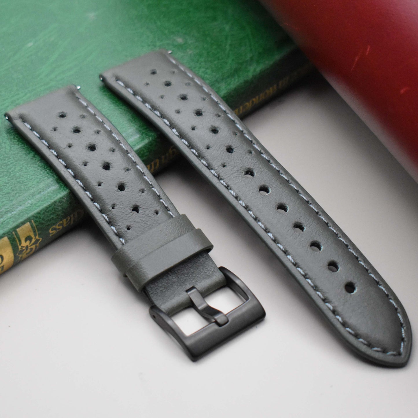 The Monte Carlo: Graphite Grey Perforated Leather Rally Watch Strap