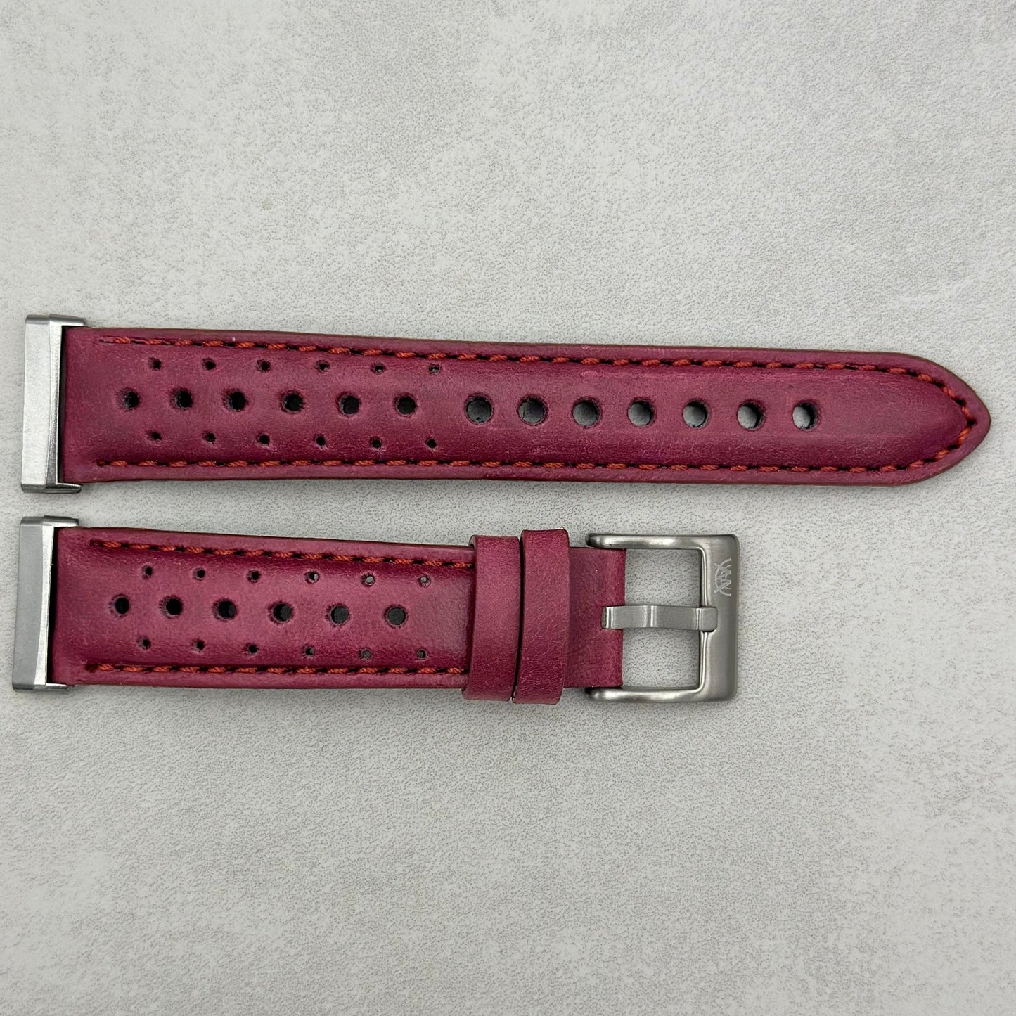 The Monte Carlo: Plum Purple Perforated Leather Fitbit Versa/Sense Watch Strap