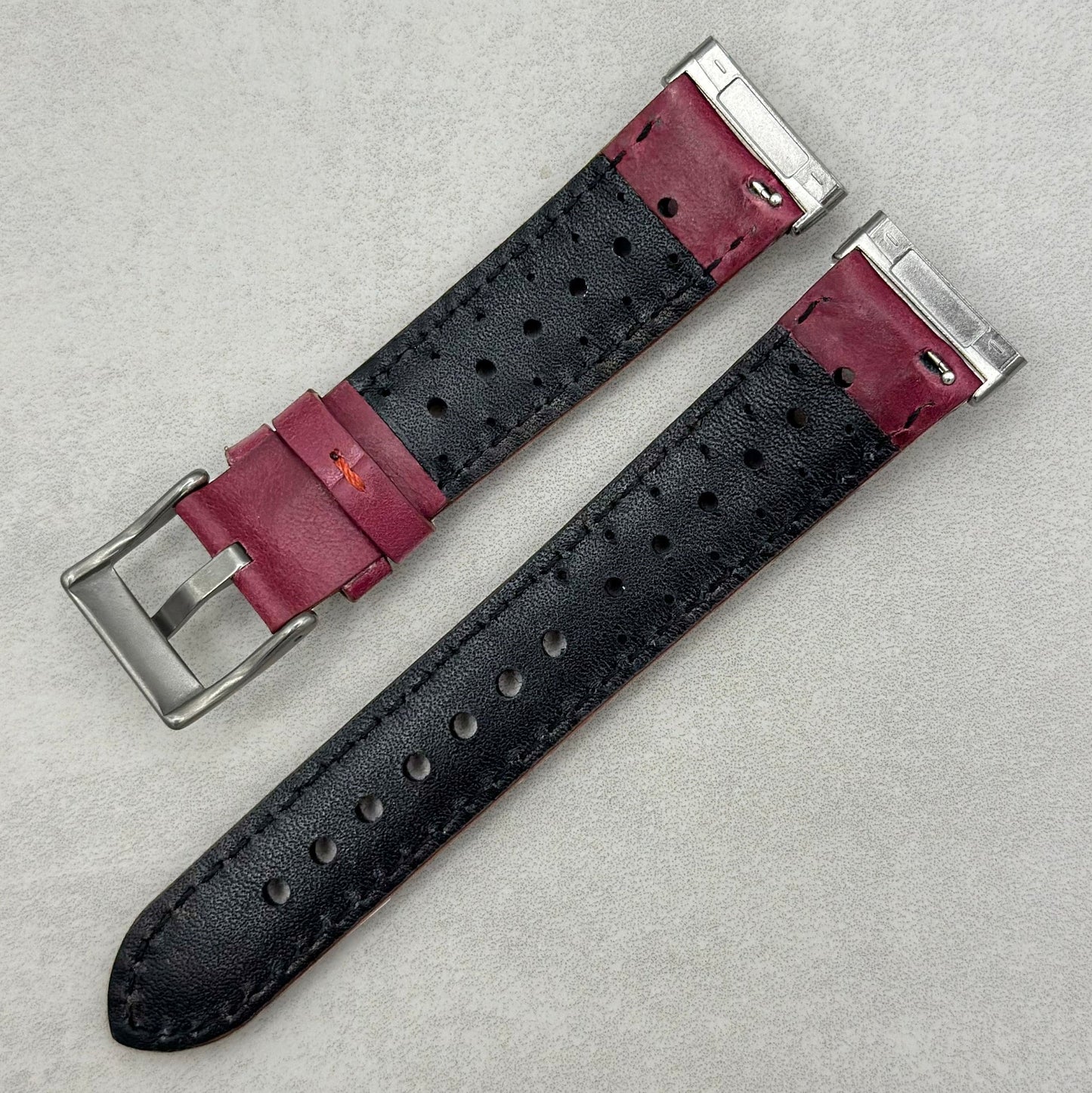 The Monte Carlo: Plum Purple Perforated Leather Fitbit Versa/Sense Watch Strap