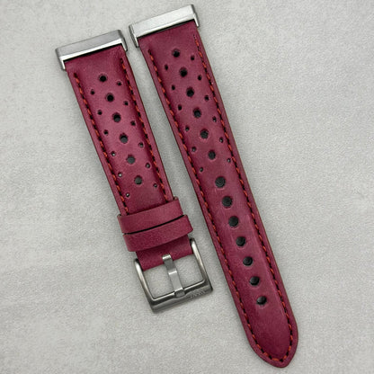 The Monte Carlo: Plum Purple Perforated Leather Fitbit Versa/Sense Watch Strap