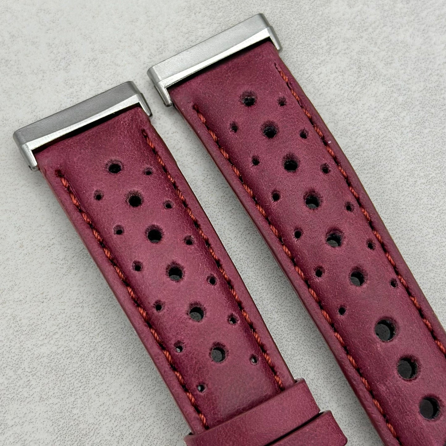 The Monte Carlo: Plum Purple Perforated Leather Fitbit Versa/Sense Watch Strap