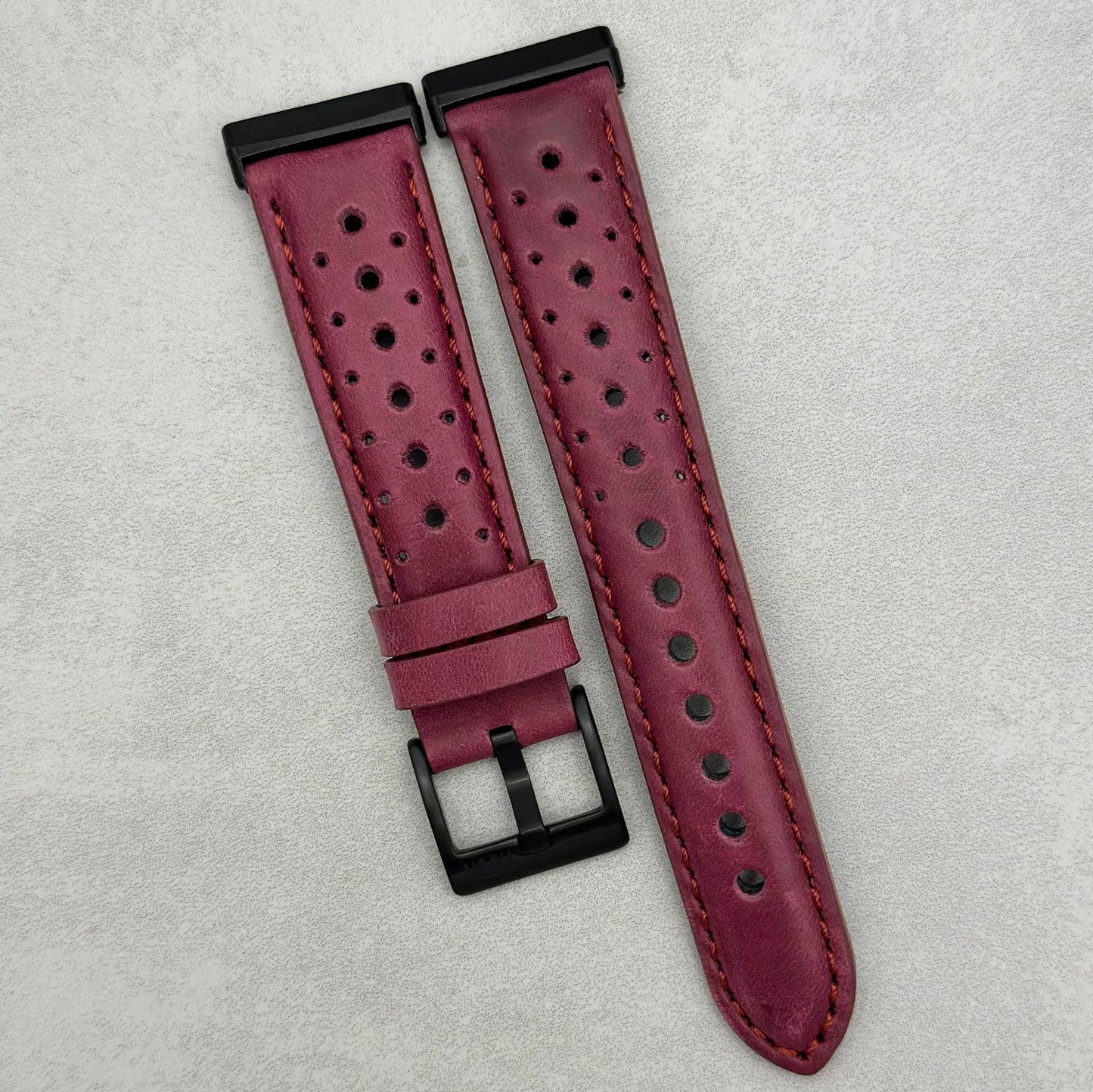 The Monte Carlo: Plum Purple Perforated Leather Fitbit Versa/Sense Watch Strap