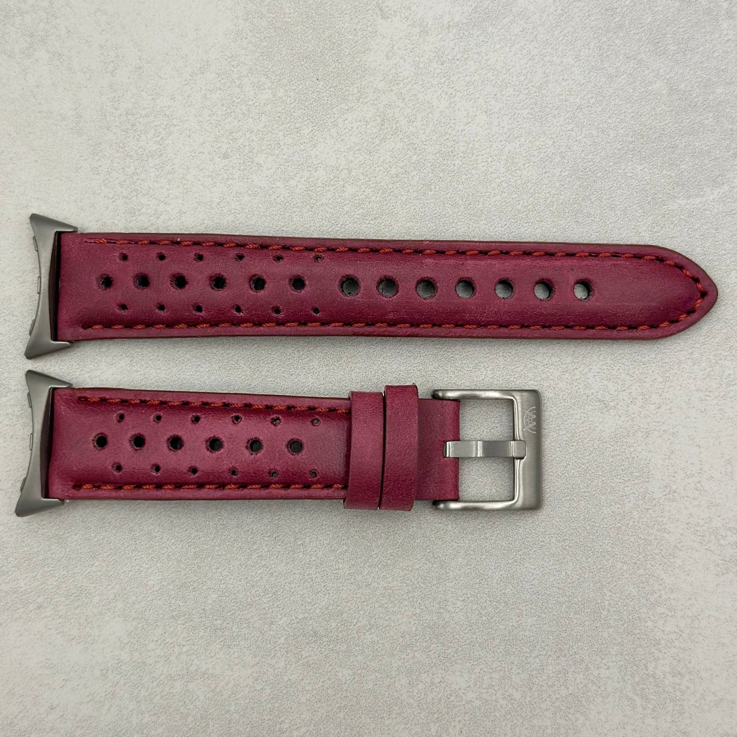 The Monte Carlo: Plum Purple Perforated Leather Google Pixel Watch Strap