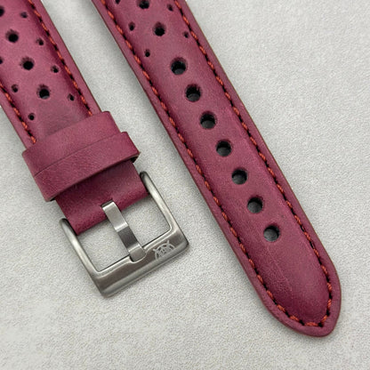 The Monte Carlo: Plum Purple Perforated Leather Google Pixel Watch Strap