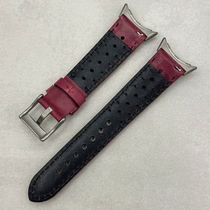 The Monte Carlo: Plum Purple Perforated Leather Google Pixel Watch Strap