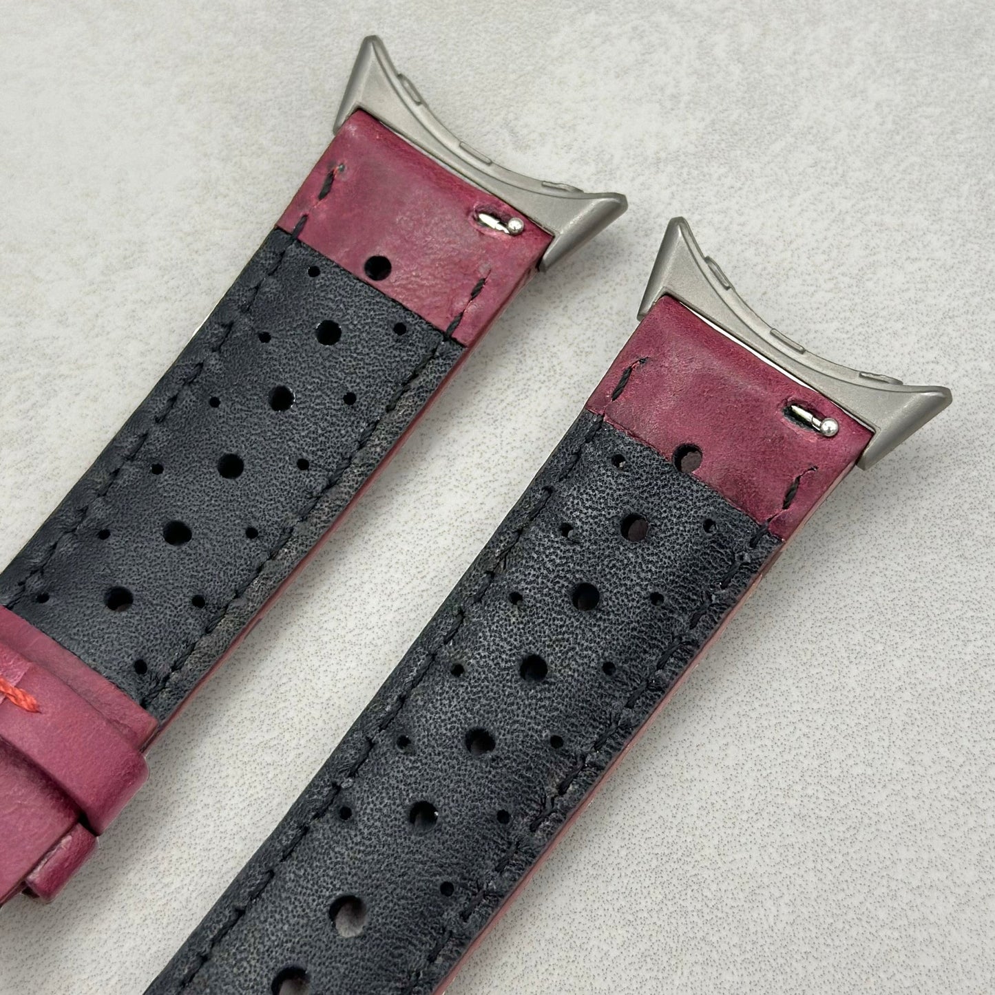 The Monte Carlo: Plum Purple Perforated Leather Google Pixel Watch Strap