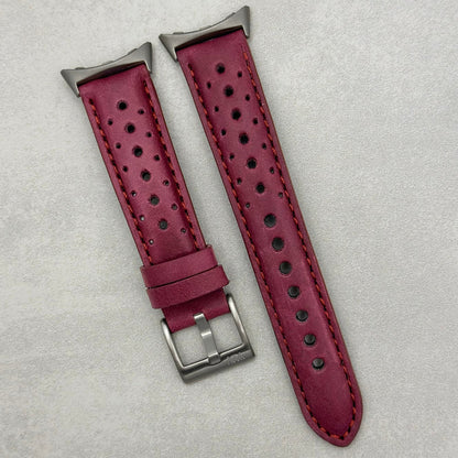 The Monte Carlo: Plum Purple Perforated Leather Google Pixel Watch Strap