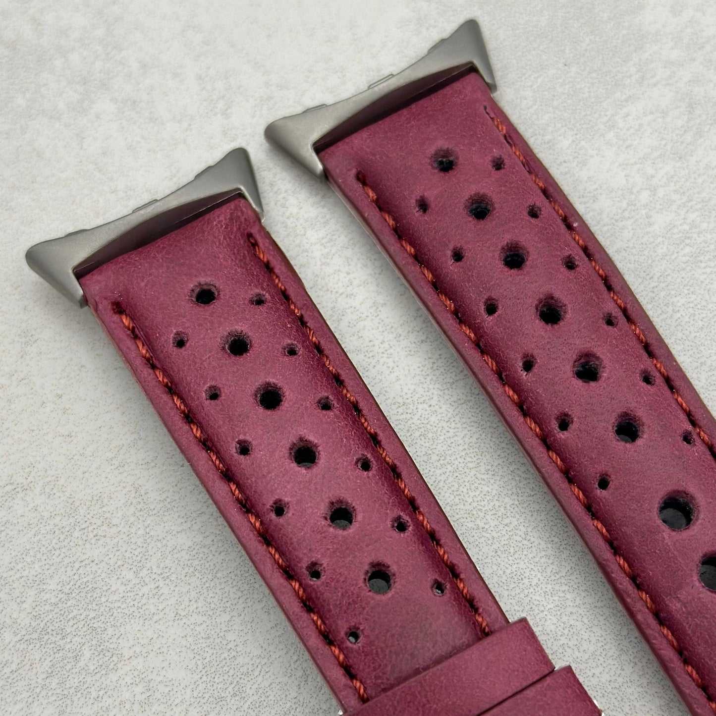 The Monte Carlo: Plum Purple Perforated Leather Google Pixel Watch Strap