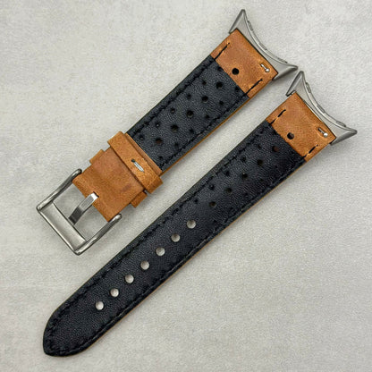 The Monte Carlo: Vintage Tan Perforated Leather Google Pixel Watch Strap