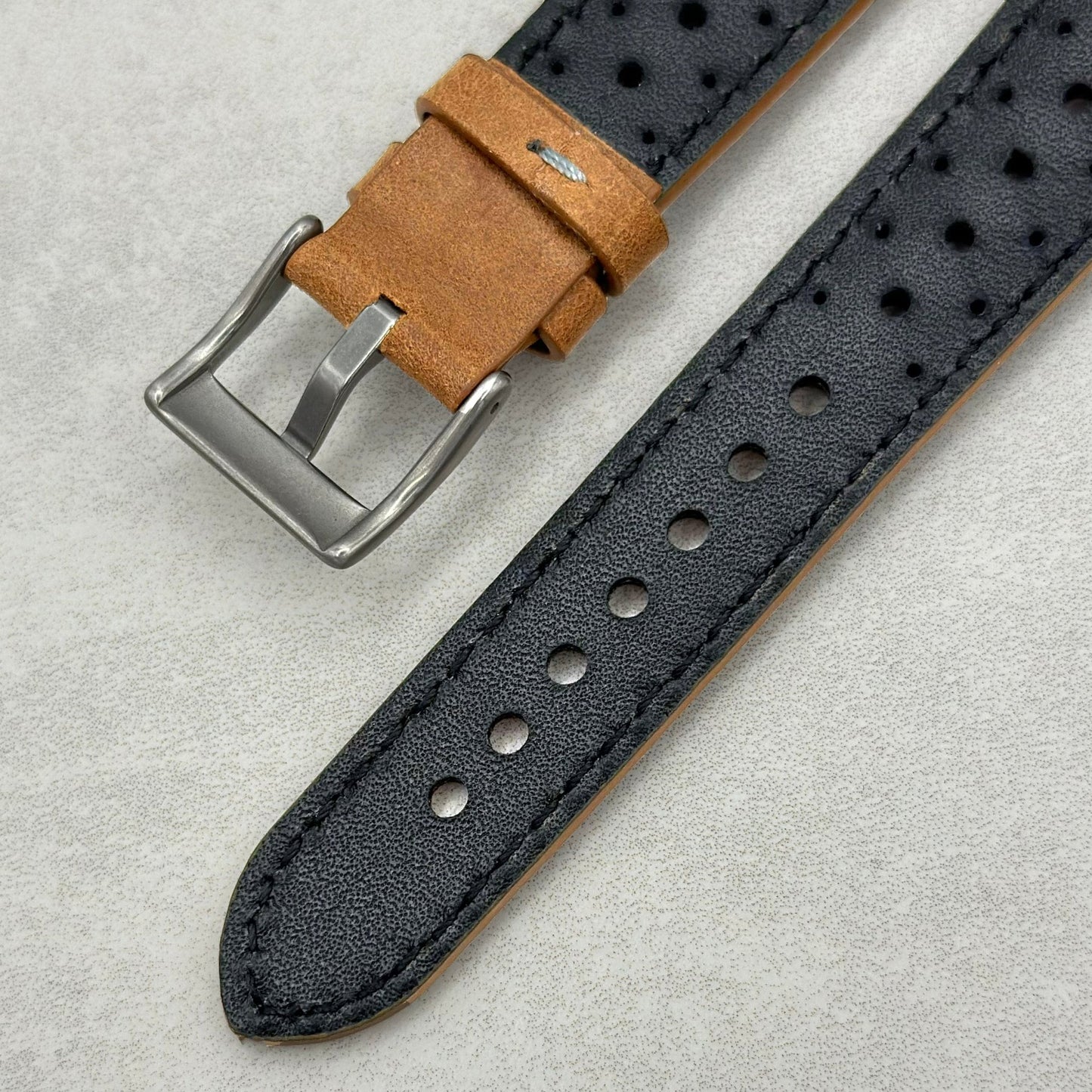The Monte Carlo: Vintage Tan Perforated Leather Google Pixel Watch Strap
