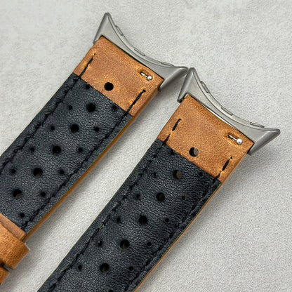 The Monte Carlo: Vintage Tan Perforated Leather Google Pixel Watch Strap