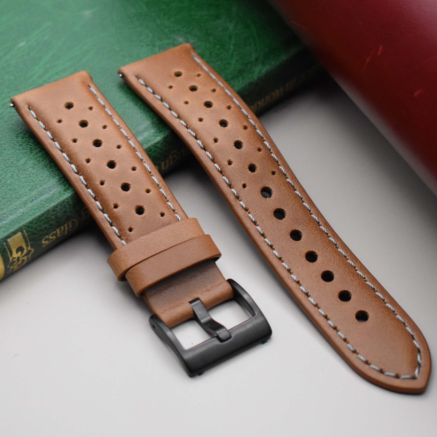 The Monte Carlo: Vintage Tan Perforated Leather Rally Watch Strap