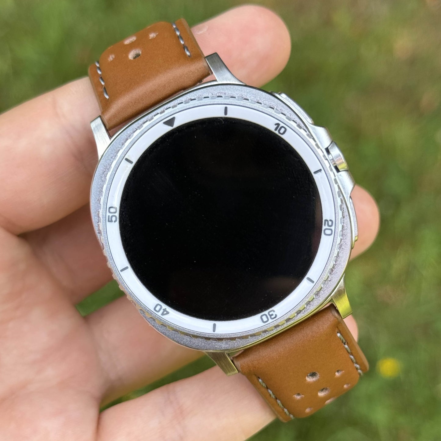 The Monte Carlo: Vintage Tan Perforated Leather Rally Samsung Galaxy Watch Ultra / Watch 8/9 Strap