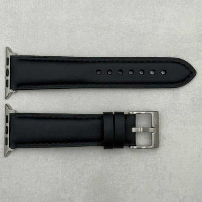 The New York: Black Vegan Leather Apple Watch Strap