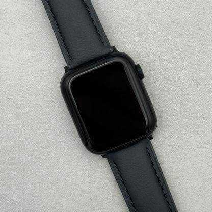 The New York: Black Vegan Leather Apple Watch Strap