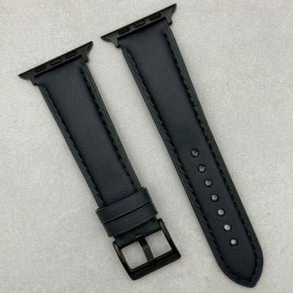 The New York: Black Vegan Leather Apple Watch Strap