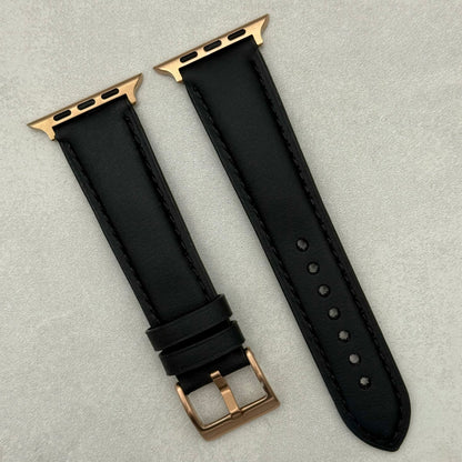 The New York: Black Vegan Leather Apple Watch Strap