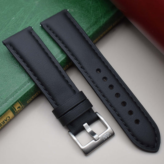 The New York: Black Vegan Leather Watch Strap