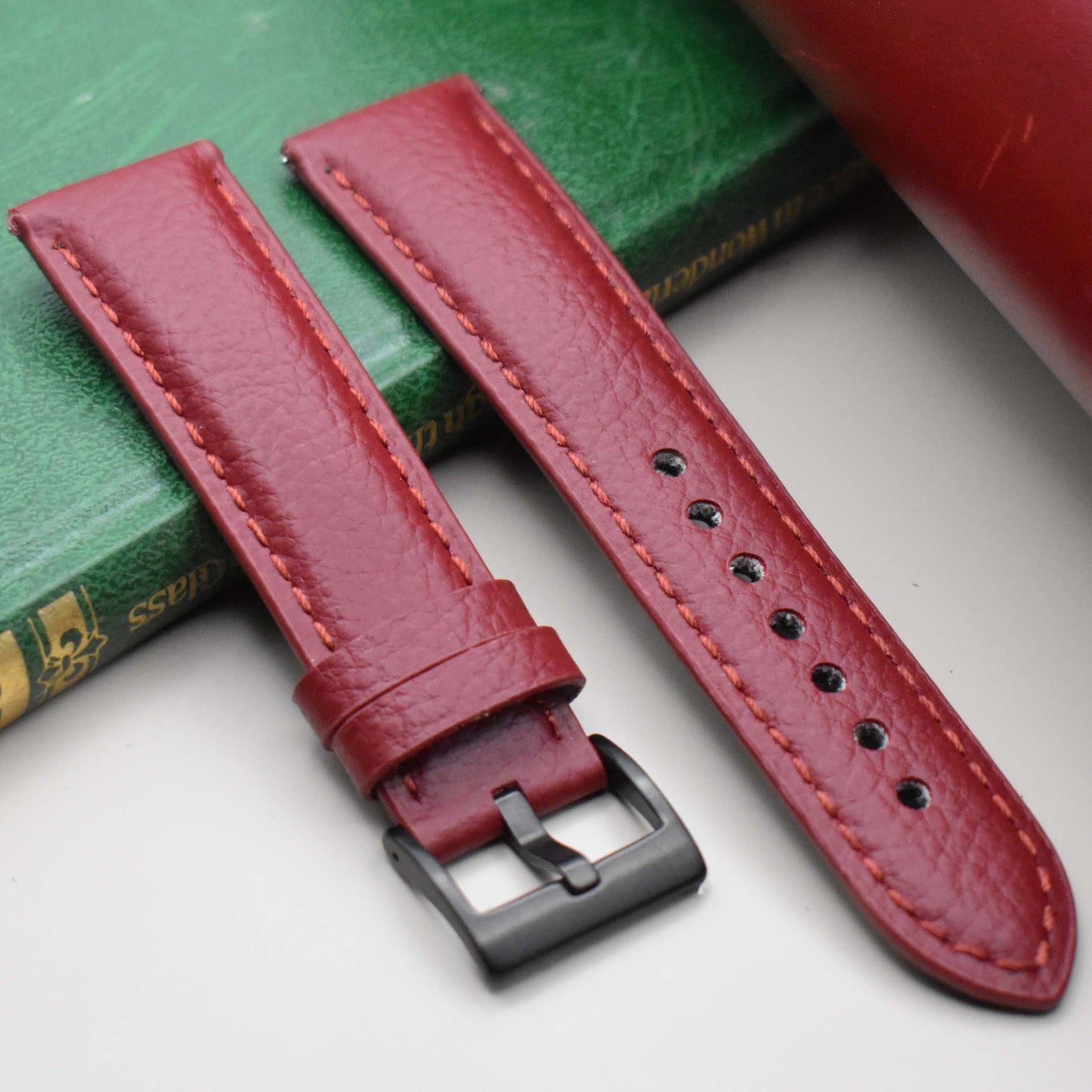 The New York: Cherry Red Vegan Leather Watch Strap