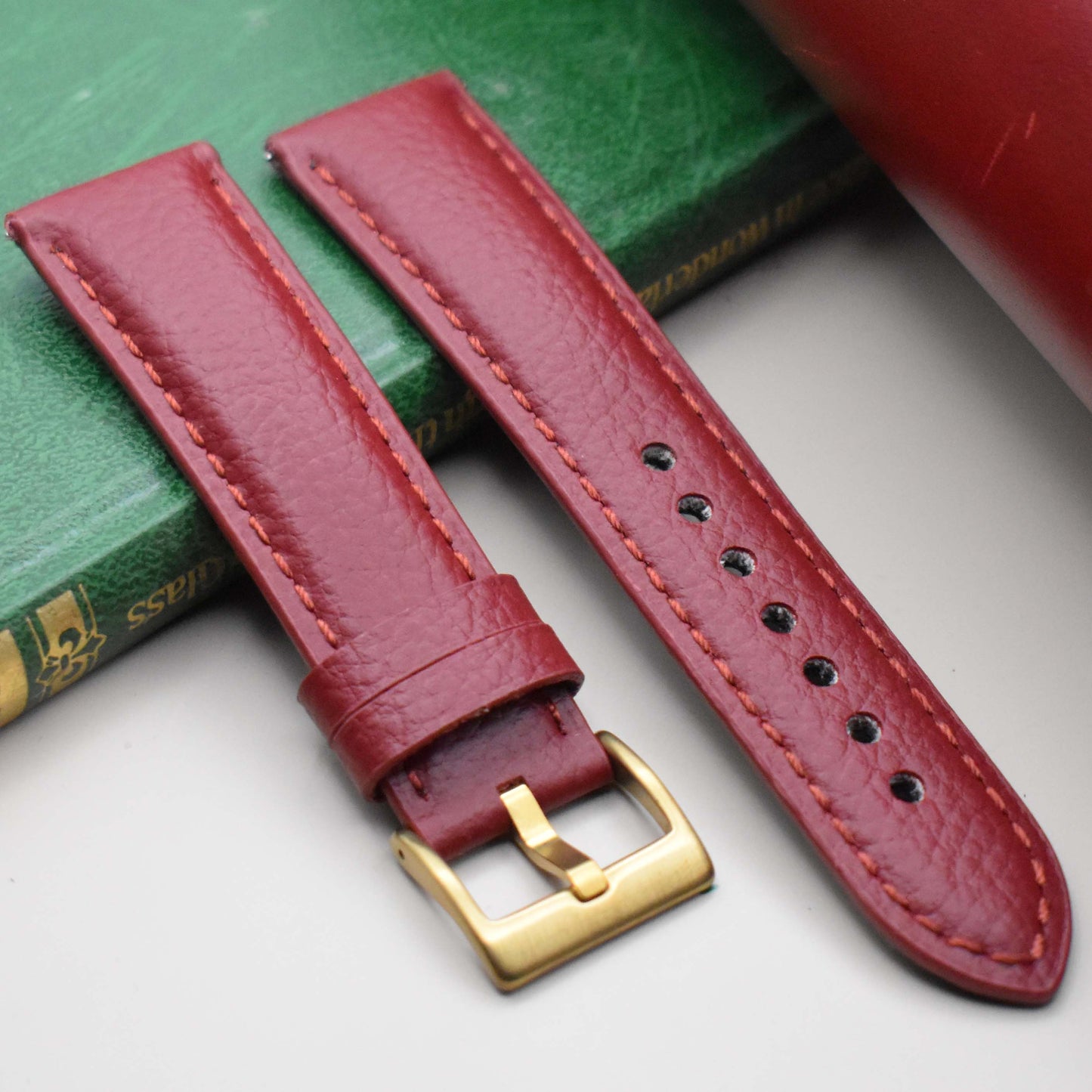 The New York: Cherry Red Vegan Leather Watch Strap