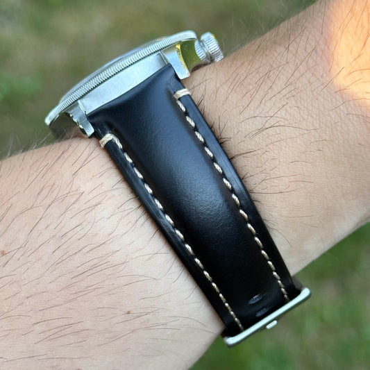 The Oslo: Jet Black Full Grain Leather Watch Strap
