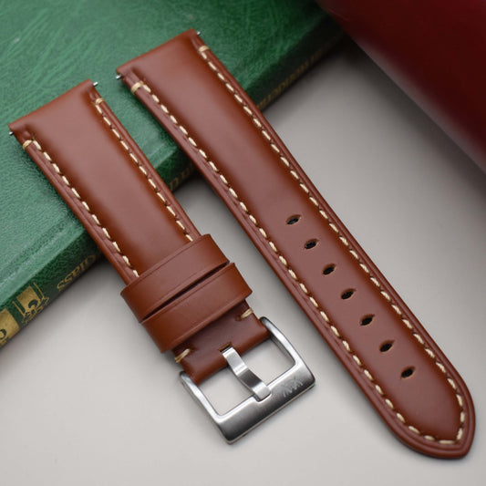The Oslo: Dark Caramel Brown Full Grain Leather Watch Strap