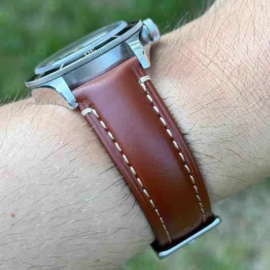 The Oslo: Dark Caramel Brown Full Grain Leather Watch Strap