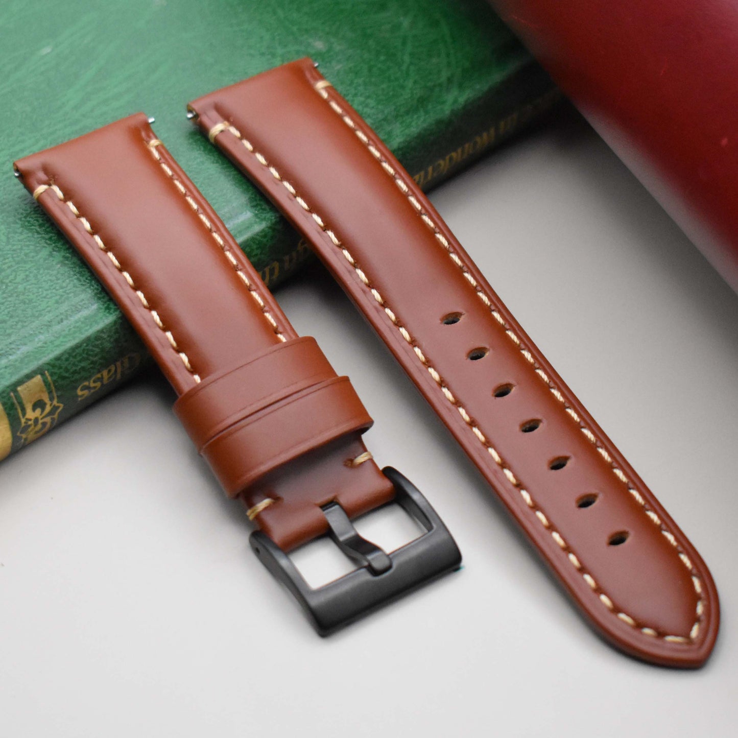 The Oslo: Dark Caramel Brown Full Grain Leather Watch Strap