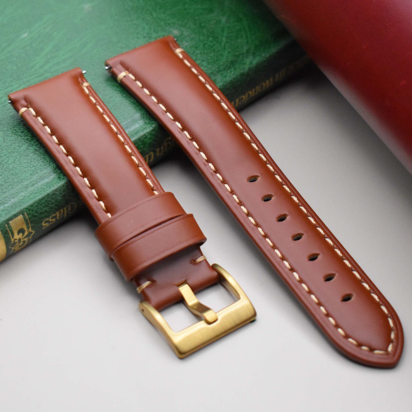 The Oslo: Dark Caramel Brown Full Grain Leather Watch Strap