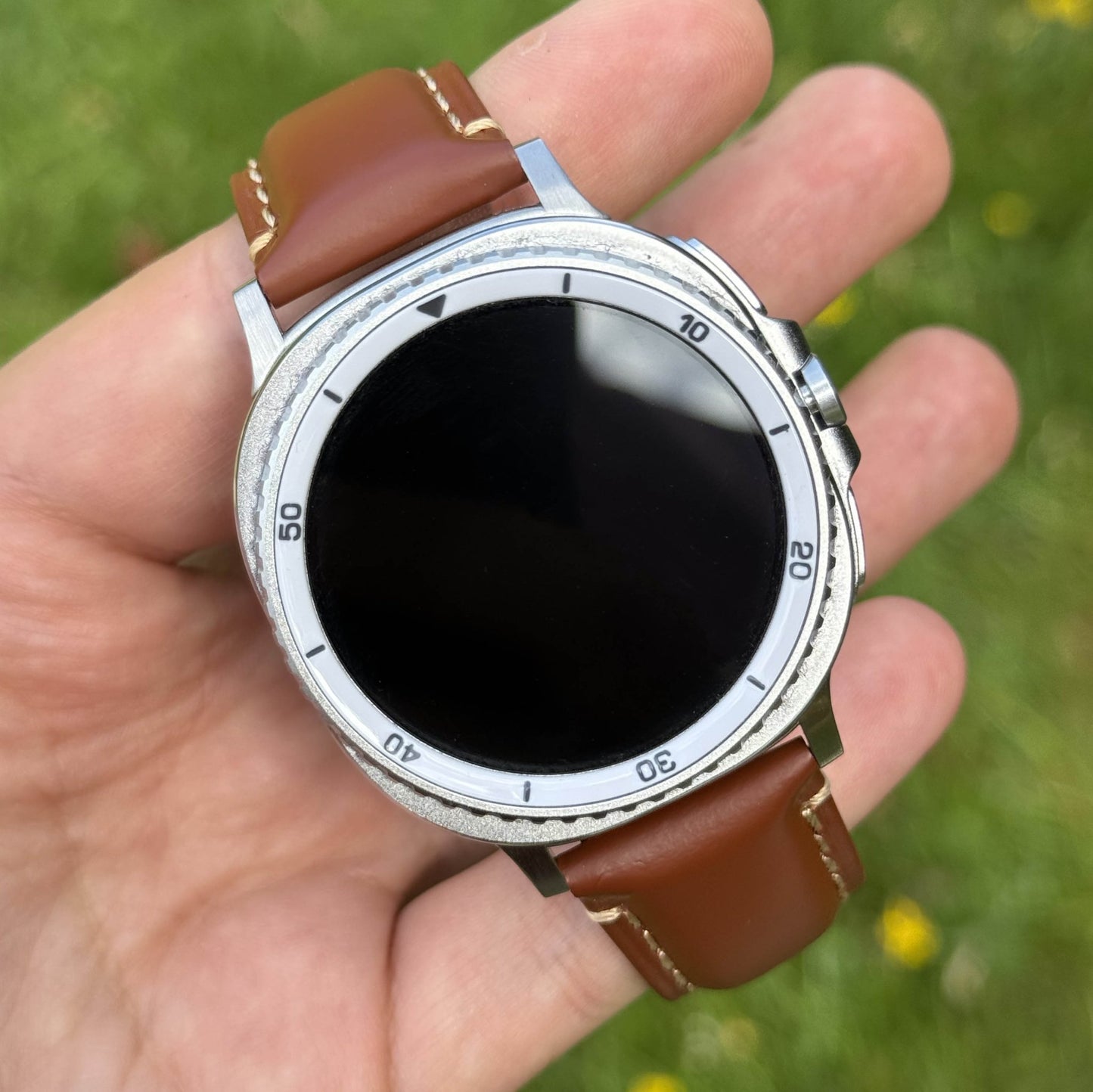 The Oslo: Dark Caramel Brown Full Grain Leather Samsung Galaxy Watch Ultra Strap