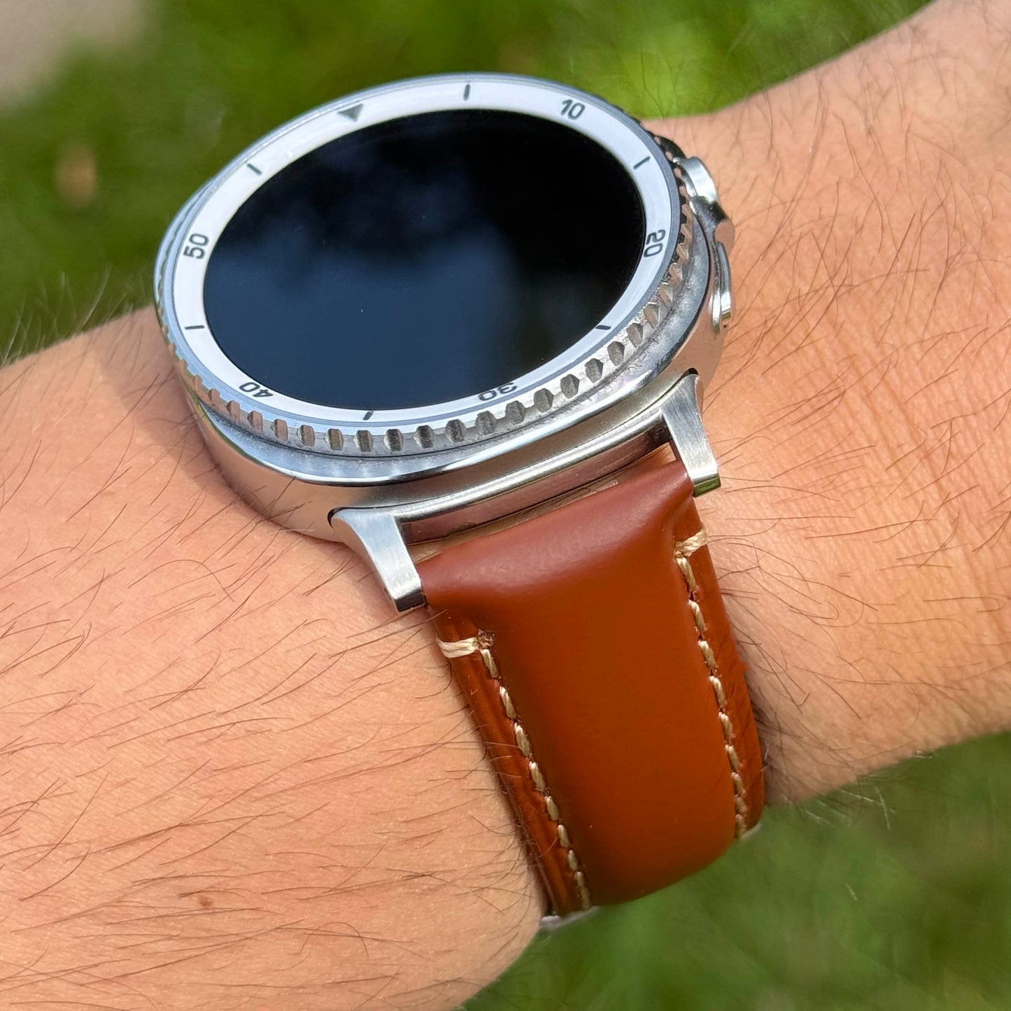 The Oslo: Dark Caramel Brown Full Grain Leather Samsung Galaxy Watch Ultra Strap