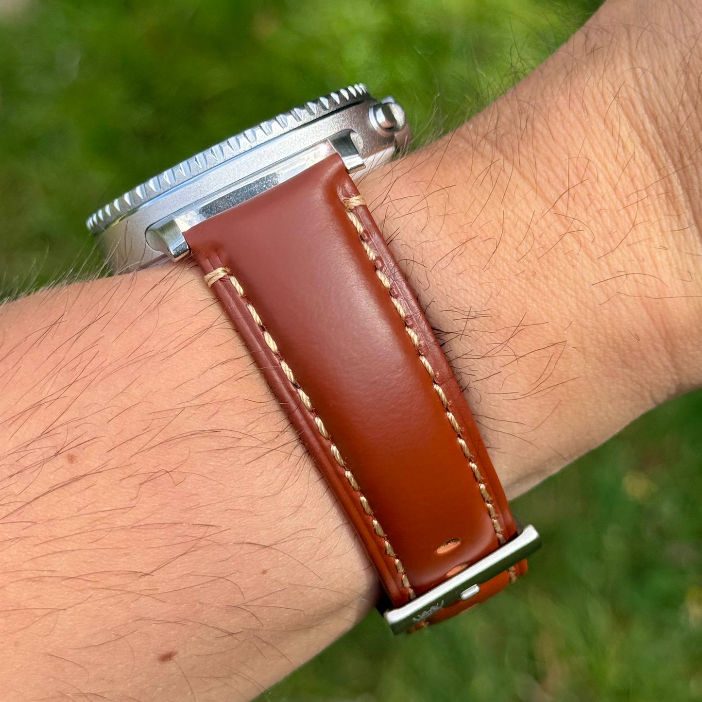 The Oslo: Dark Caramel Brown Full Grain Leather Samsung Galaxy Watch Ultra Strap