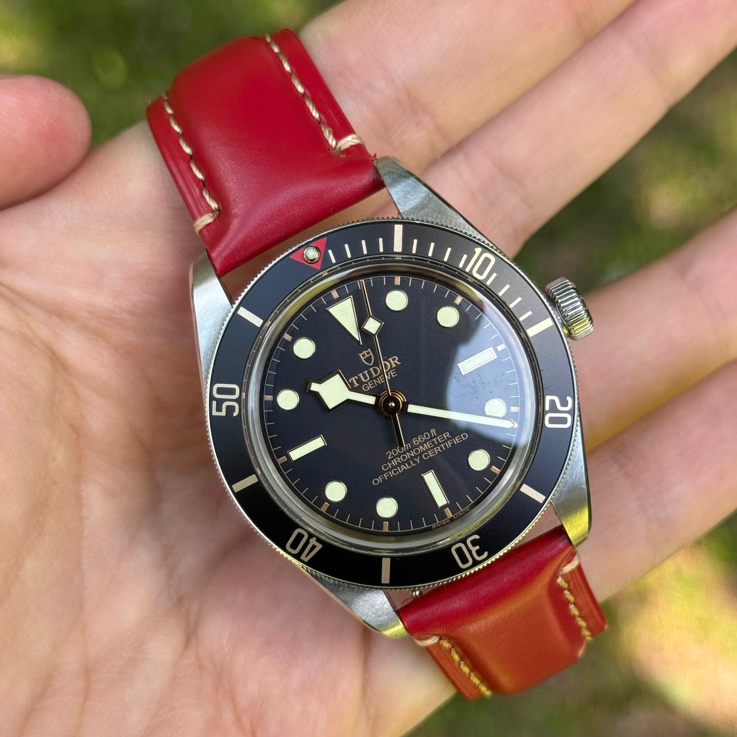 The Oslo: Blood Red Full Grain Leather Watch Strap
